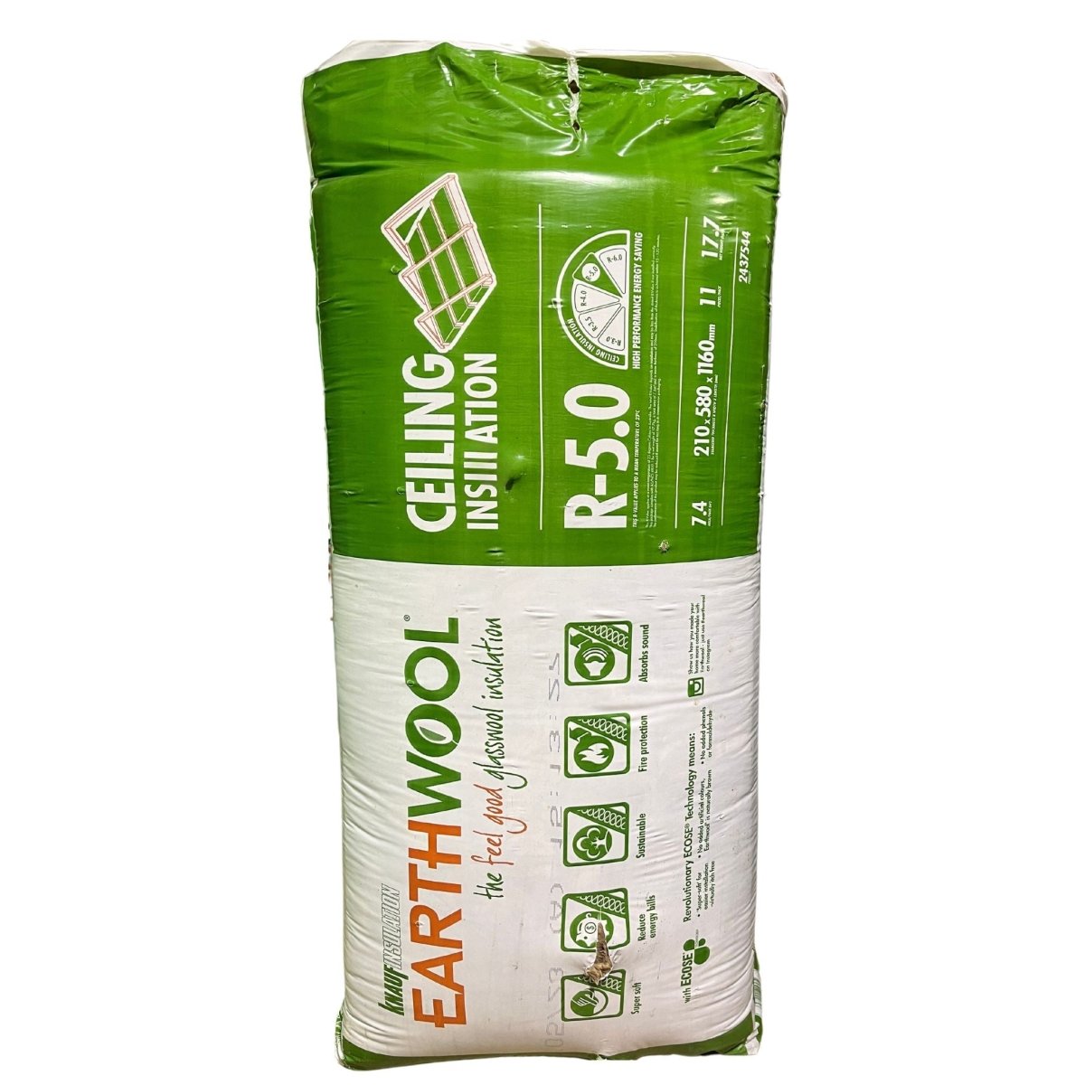 Knauf Earthwool R5.0 Ceiling Batts 210 x 580 x 1160mm (2437544)