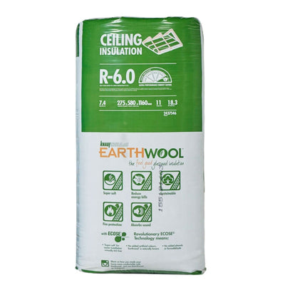 Knauf Earthwool R6.0 Ceiling Batts 275mm x 580mm x 1160mm 7.4m2 (2437546)