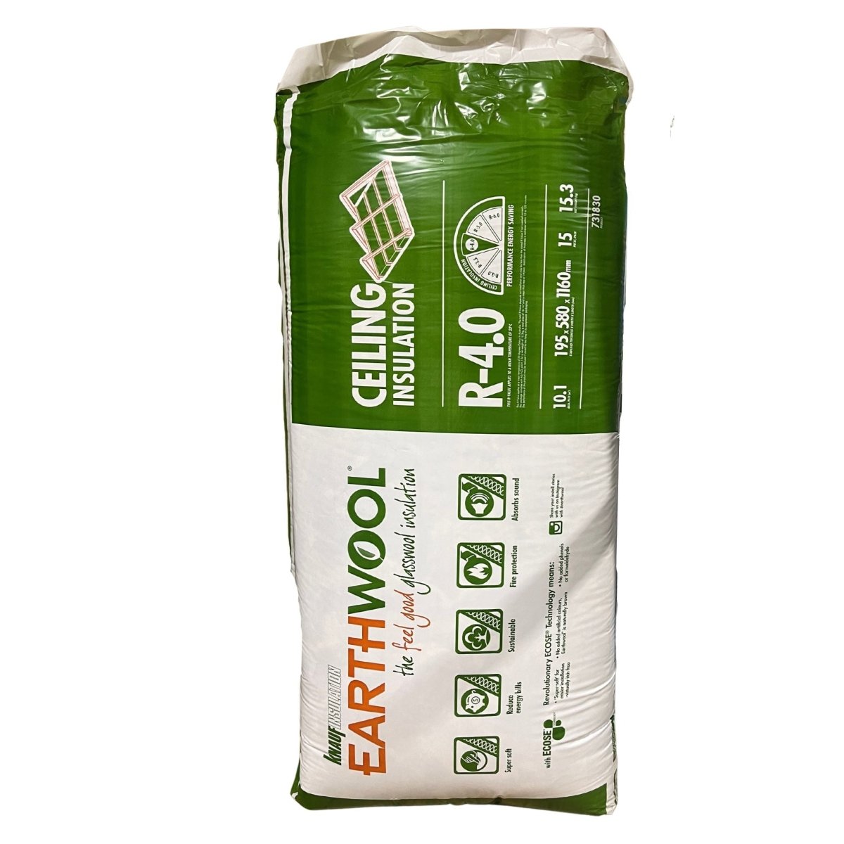 Knauf Earthwool R4.0 Ceiling Batts 195 x 580 x 1160mm (731830)